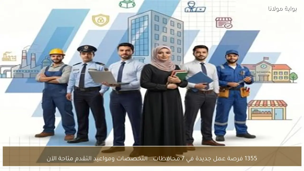 1355 فرصة عمل جديدة في 7 محافظات.. التخصصات ومواعيد التقدم متاحة الآن