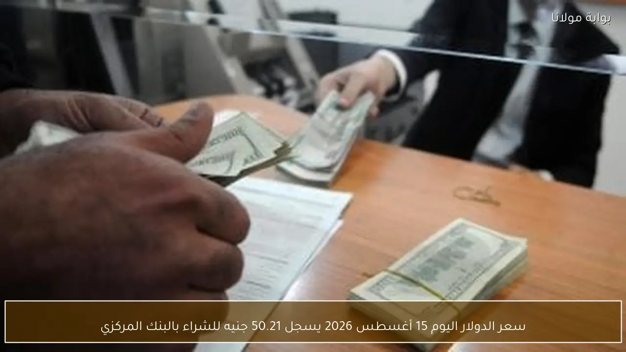 سعر الدولار اليوم 15 أغسطس 2026 يسجل 50.21 جنيه للشراء بالبنك المركزي