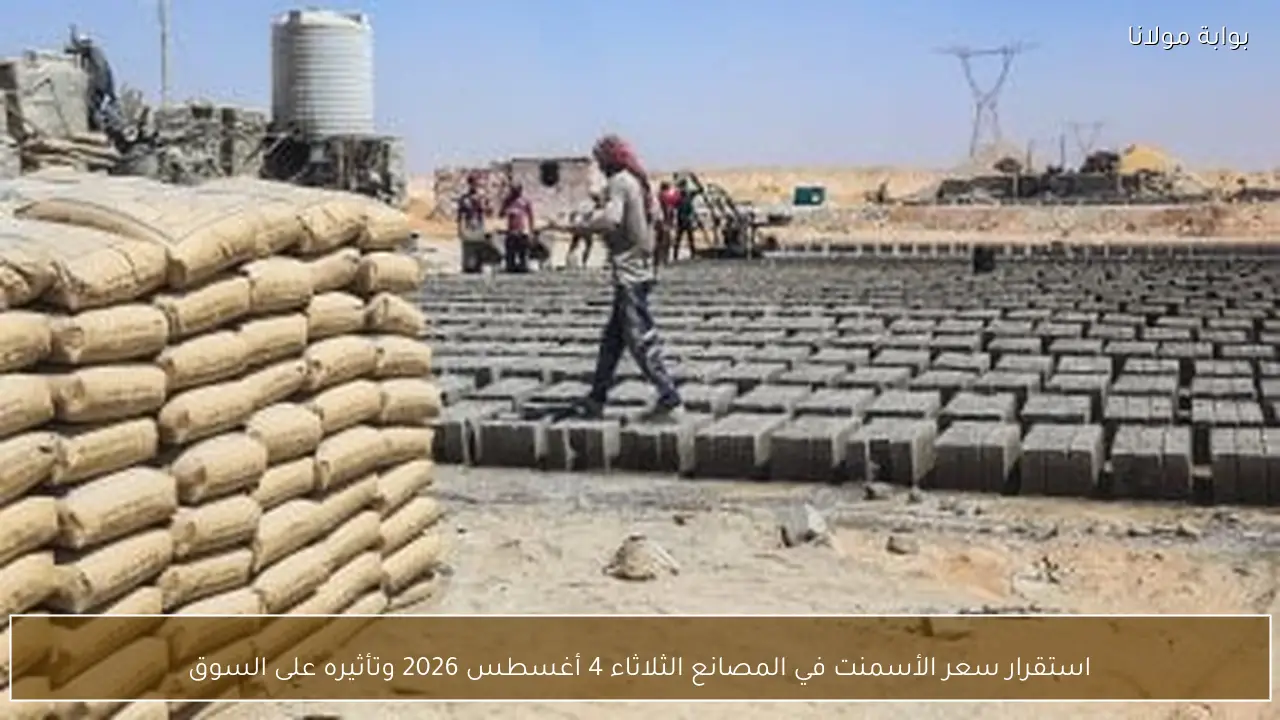 استقرار سعر الأسمنت في المصانع الثلاثاء 4 أغسطس 2026 وتأثيره على السوق