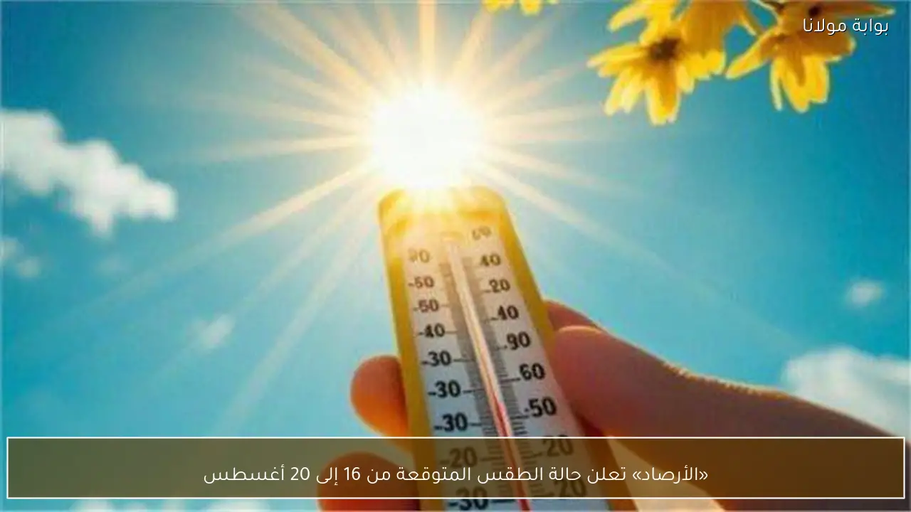 «الأرصاد» تعلن حالة الطقس المتوقعة من 16 إلى 20 أغسطس
