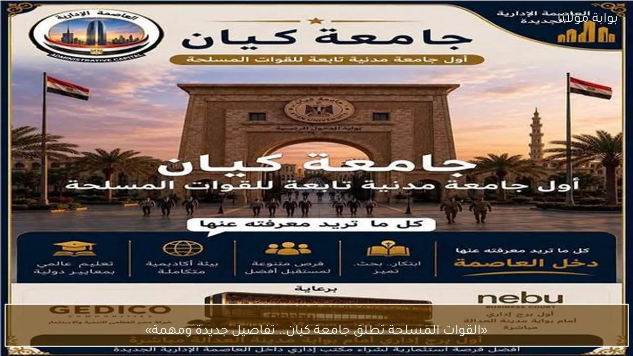 «القوات المسلحة تطلق جامعة كيان.. تفاصيل جديدة ومهمة»