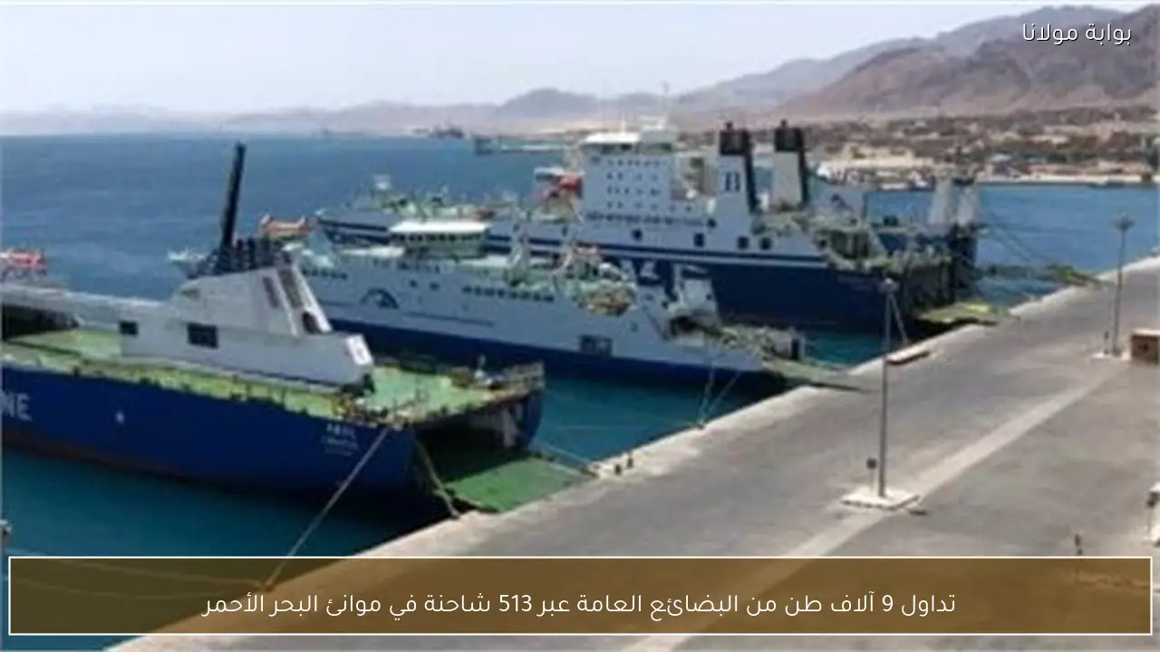 تداول 9 آلاف طن من البضائع العامة عبر 513 شاحنة في موانئ البحر الأحمر