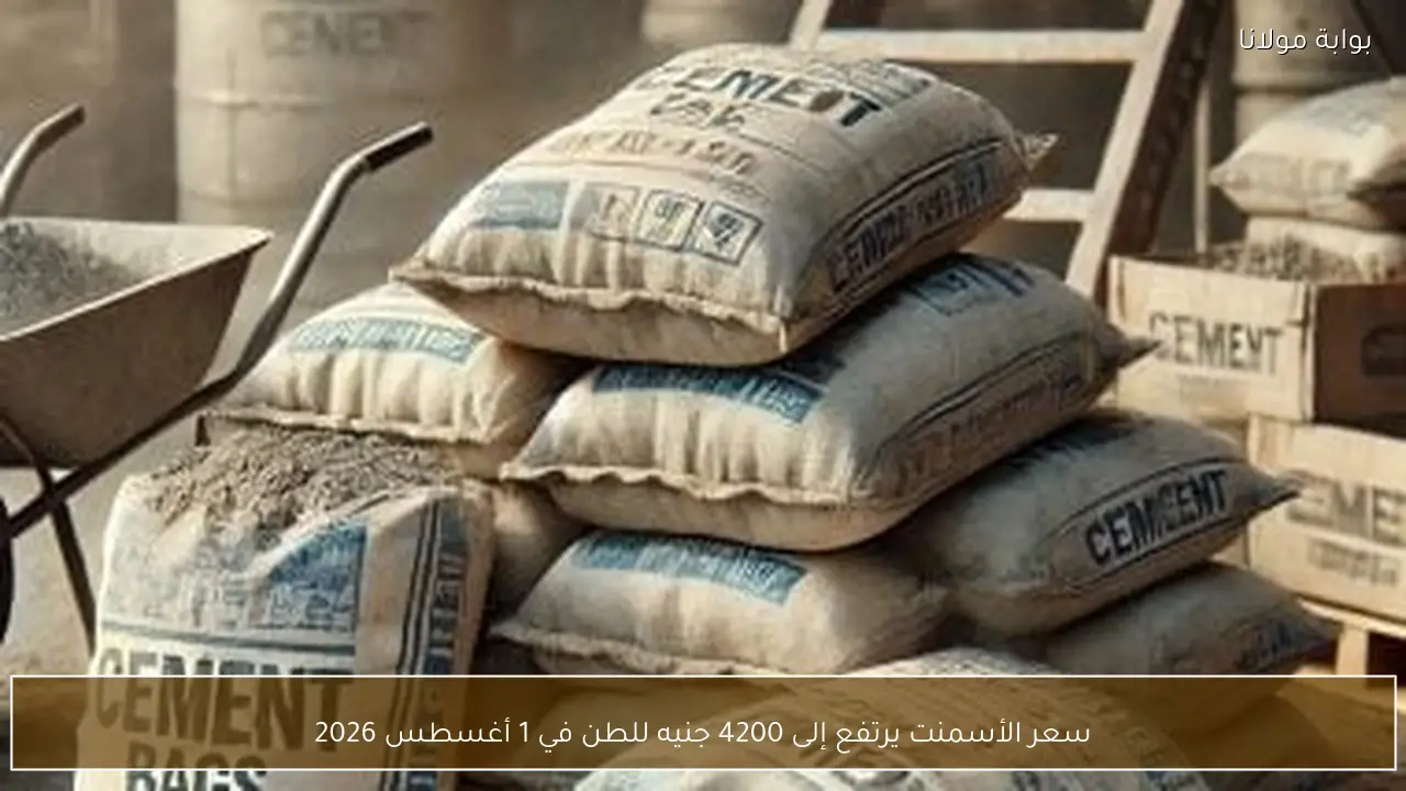 سعر الأسمنت يرتفع إلى 4200 جنيه للطن في 1 أغسطس 2026