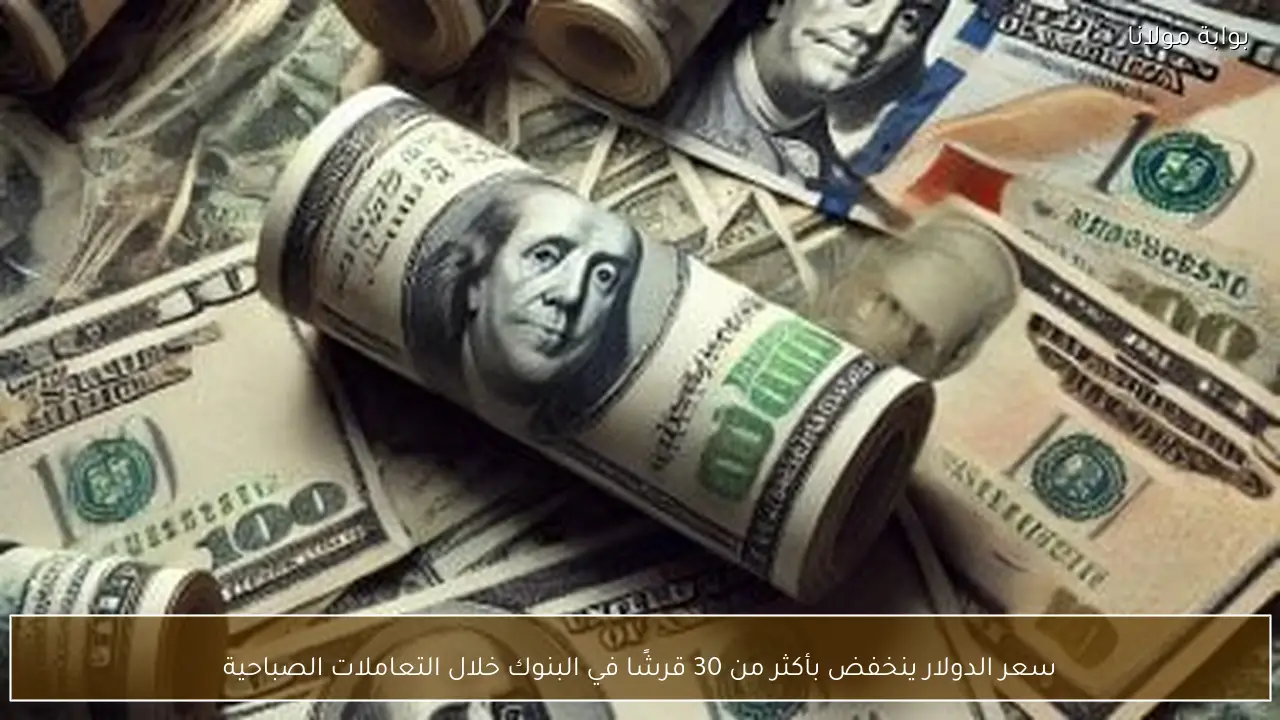 سعر الدولار ينخفض بأكثر من 30 قرشًا في البنوك خلال التعاملات الصباحية
