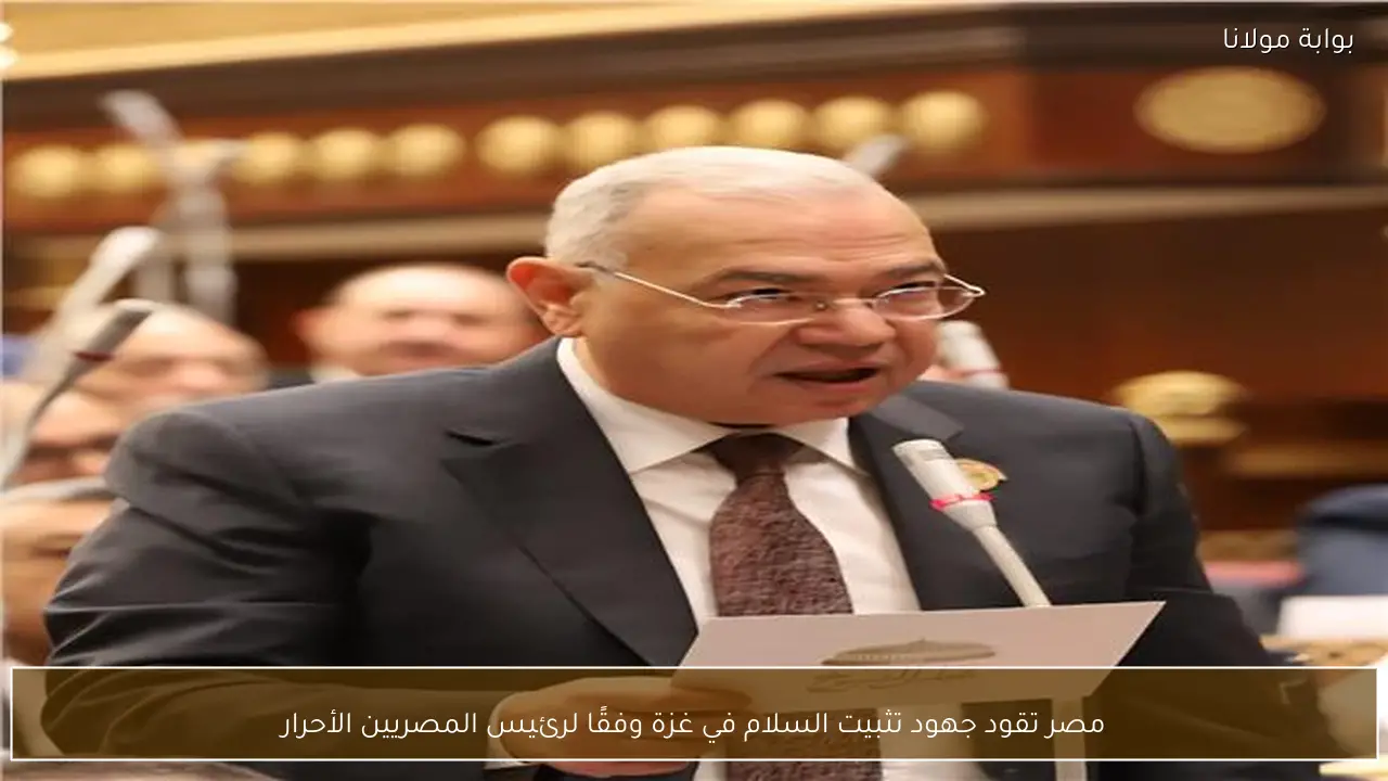 مصر تقود جهود تثبيت السلام في غزة وفقًا لرئيس المصريين الأحرار