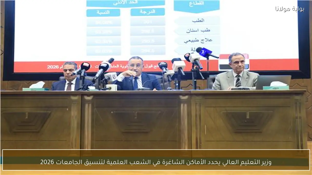 وزير التعليم العالي يحدد الأماكن الشاغرة في الشعب العلمية لتنسيق الجامعات 2026