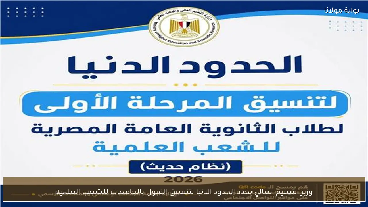 وزير التعليم العالي يحدد الحدود الدنيا لتنسيق القبول بالجامعات للشعب العلمية