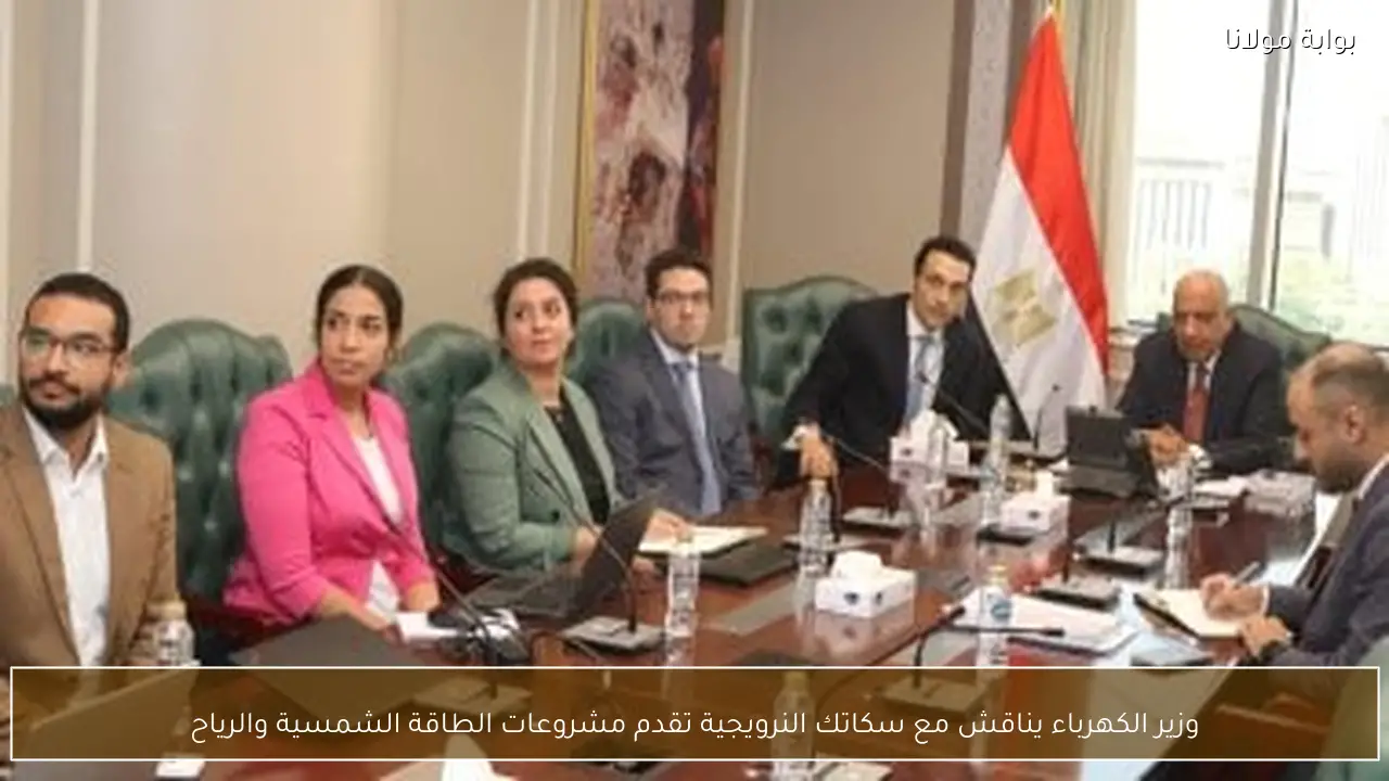 وزير الكهرباء يناقش مع سكاتك النرويجية تقدم مشروعات الطاقة الشمسية والرياح