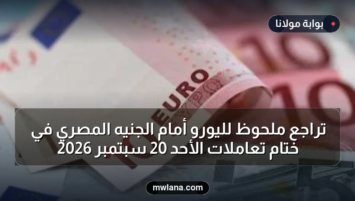 تراجع ملحوظ لليورو أمام الجنيه المصري في ختام تعاملات الأحد 20 سبتمبر 2026