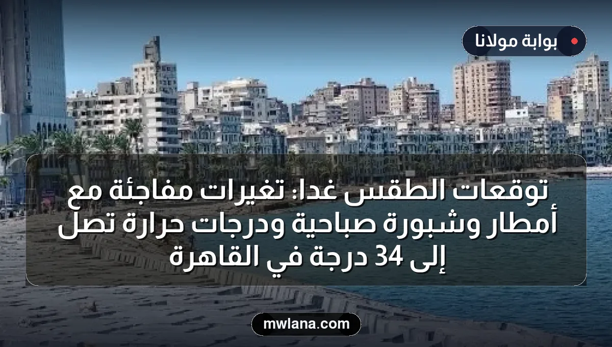 توقعات الطقس غداً: تغيرات مفاجئة مع أمطار وشبورة صباحية ودرجات حرارة تصل إلى 34 درجة في القاهرة