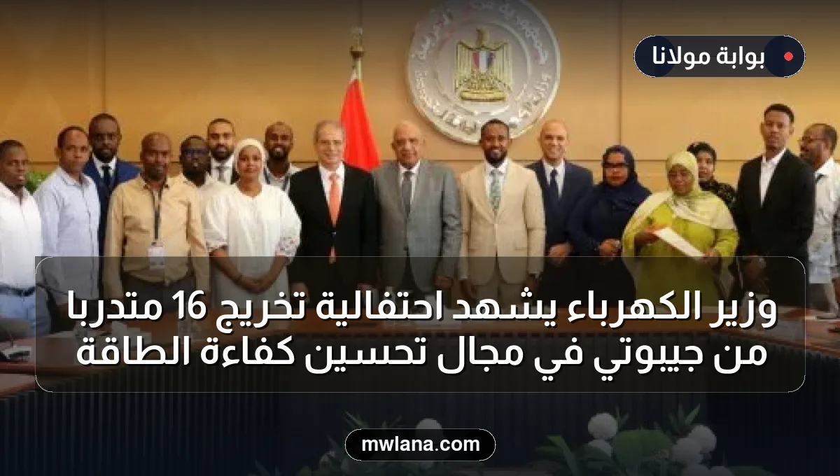 وزير الكهرباء يشهد احتفالية تخريج 16 متدربًا من جيبوتي في مجال تحسين كفاءة الطاقة