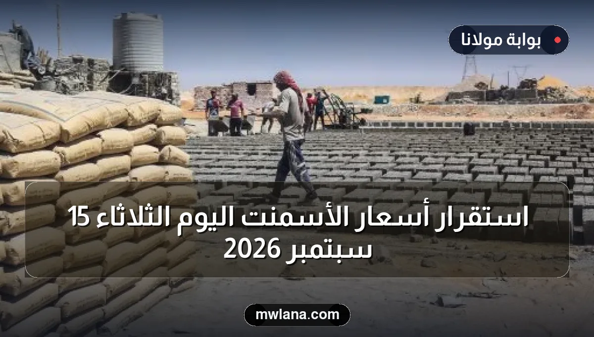 استقرار أسعار الأسمنت اليوم الثلاثاء 15 سبتمبر 2026