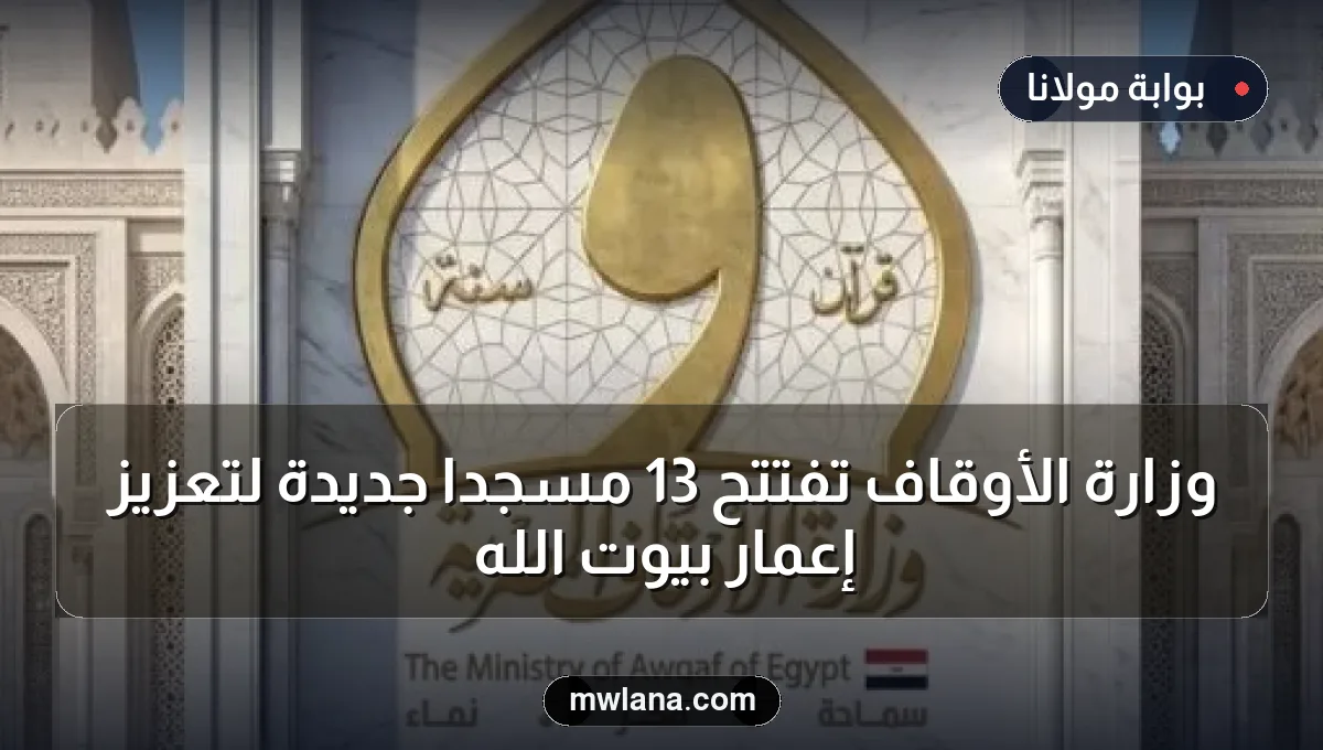 وزارة الأوقاف تفتتح 13 مسجدًا جديدة لتعزيز إعمار بيوت الله