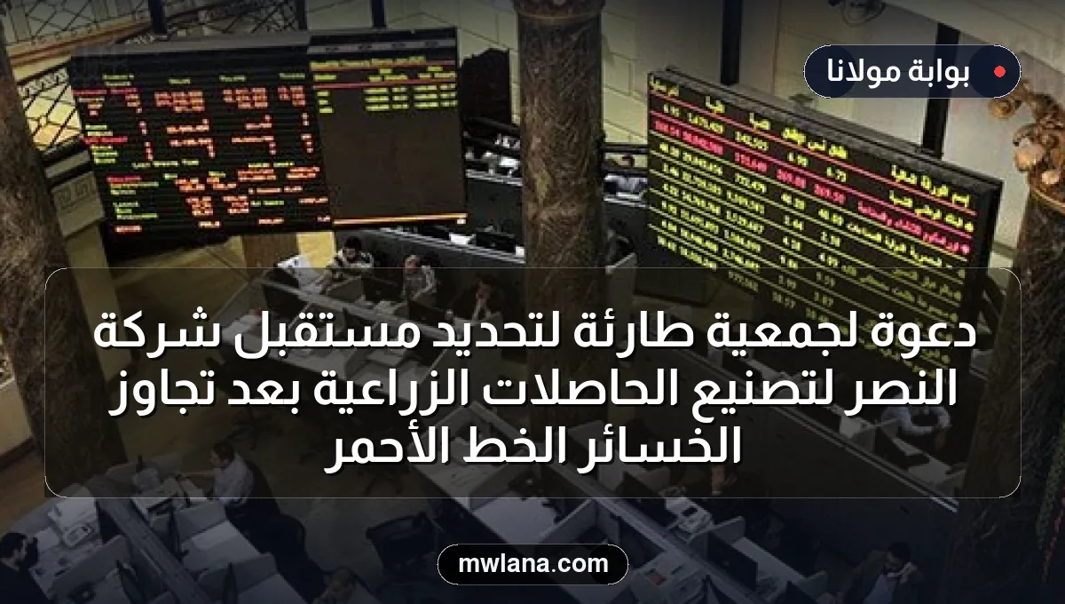 دعوة لجمعية طارئة لتحديد مستقبل شركة النصر لتصنيع الحاصلات الزراعية بعد تجاوز الخسائر الخط الأحمر