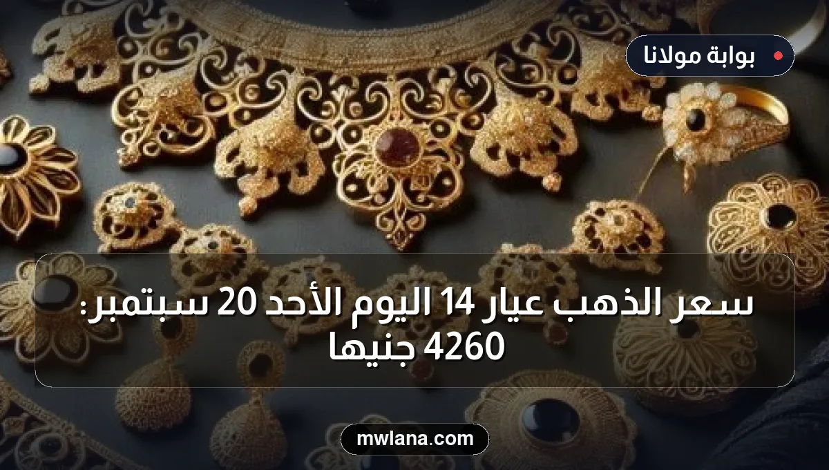 سعر الذهب عيار 14 اليوم الأحد 20 سبتمبر: 4260 جنيهًا