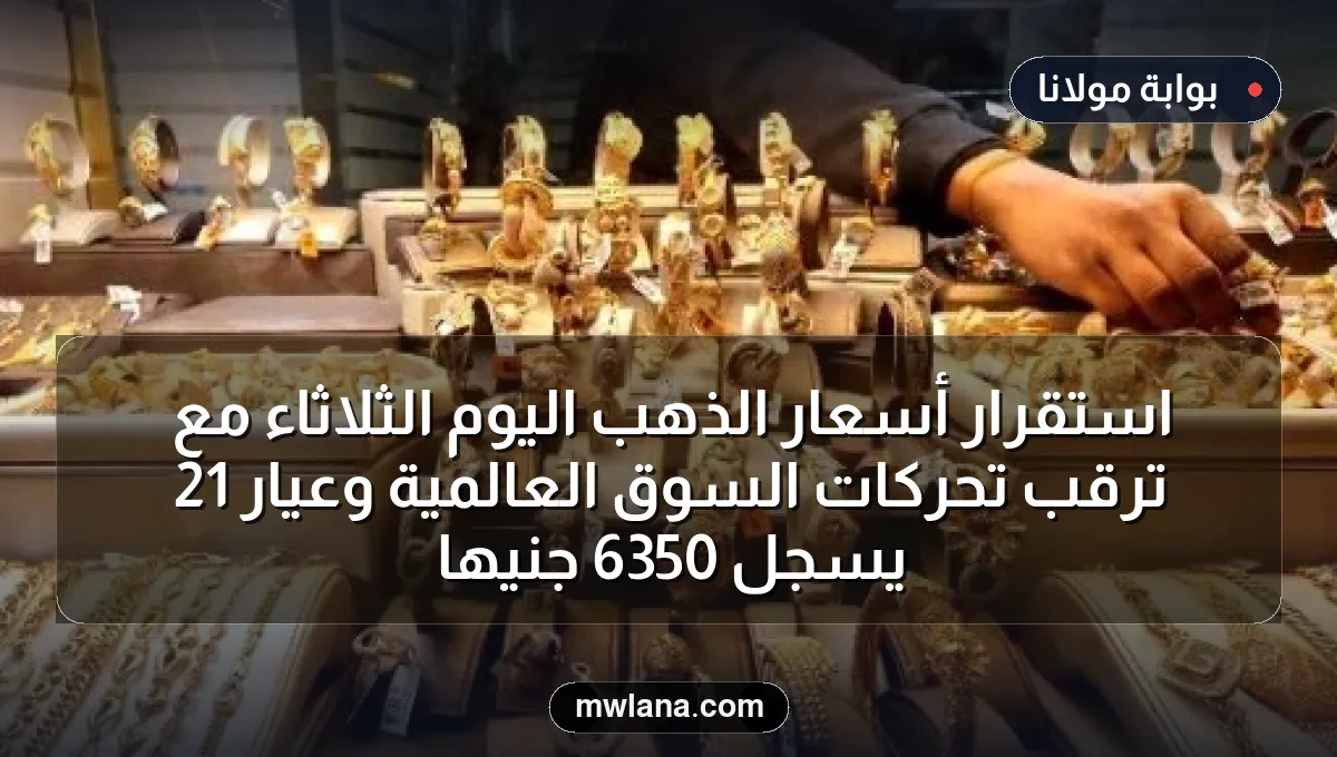 استقرار أسعار الذهب اليوم الثلاثاء مع ترقب تحركات السوق العالمية وعيار 21 يسجل 6350 جنيها