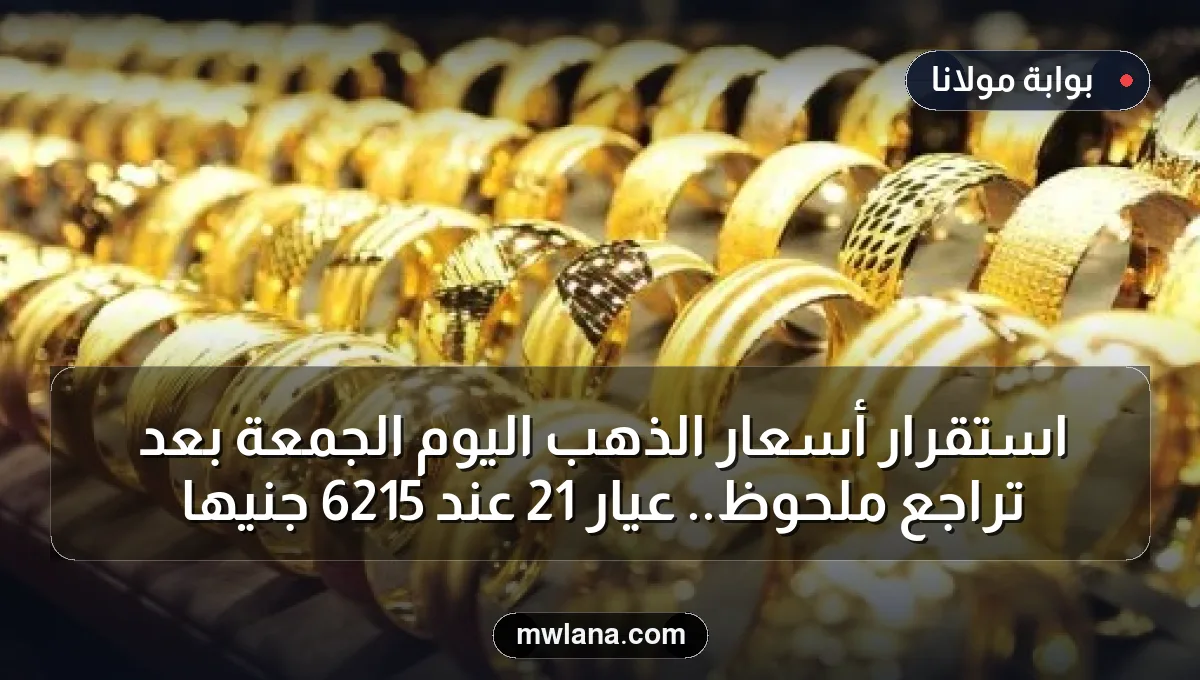 استقرار أسعار الذهب اليوم الجمعة بعد تراجع ملحوظ.. عيار 21 عند 6215 جنيها