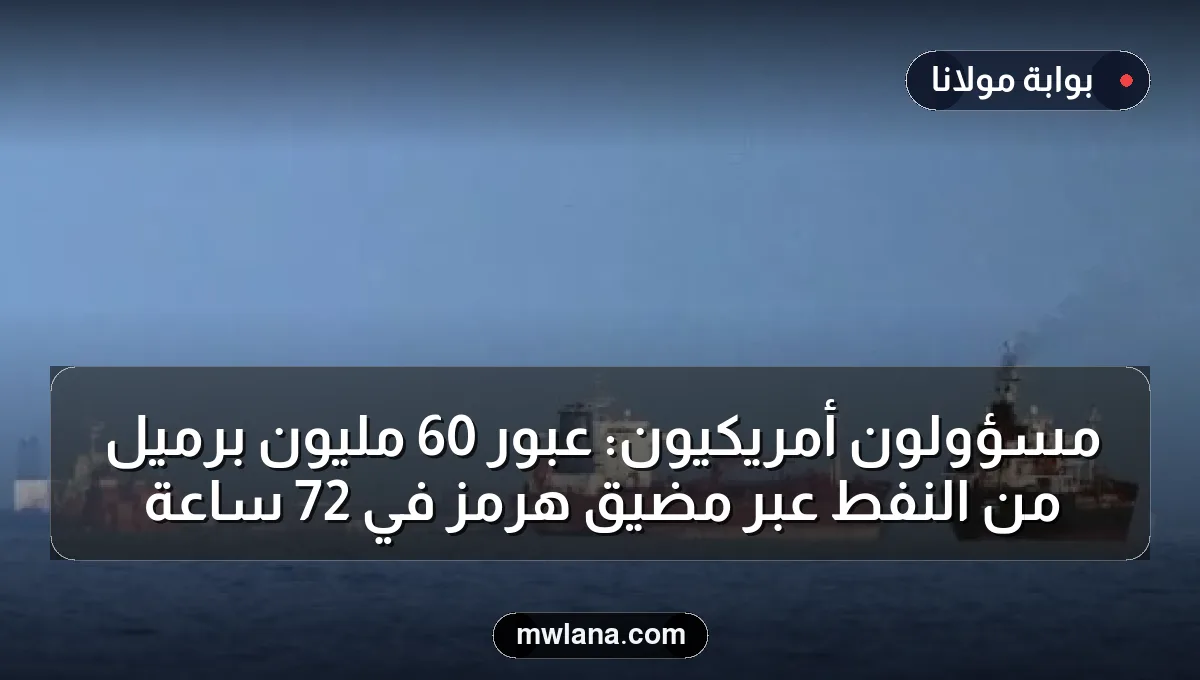 مسؤولون أمريكيون: عبور 60 مليون برميل من النفط عبر مضيق هرمز في 72 ساعة
