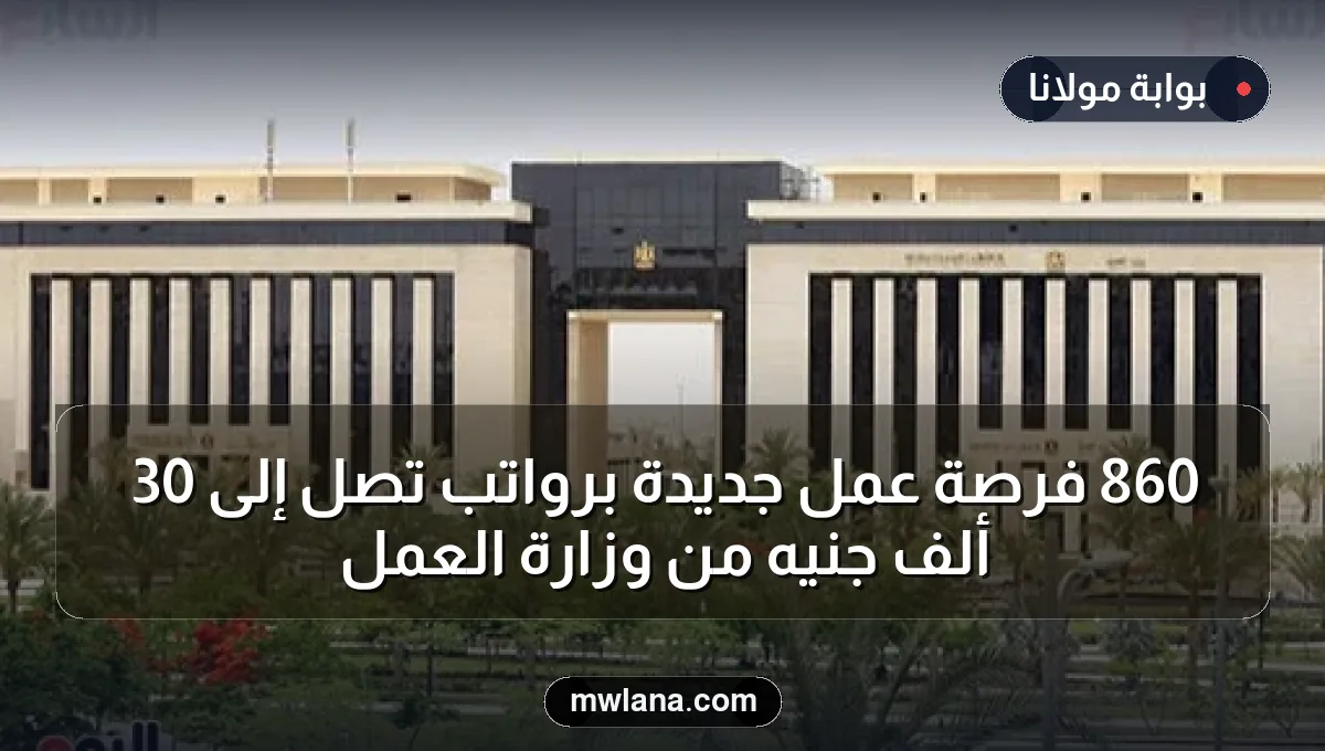 860 فرصة عمل جديدة برواتب تصل إلى 30 ألف جنيه من وزارة العمل