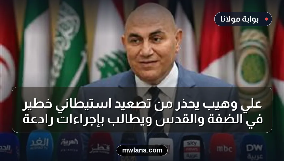 علي وهيب يحذر من تصعيد استيطاني خطير في الضفة والقدس ويطالب بإجراءات رادعة