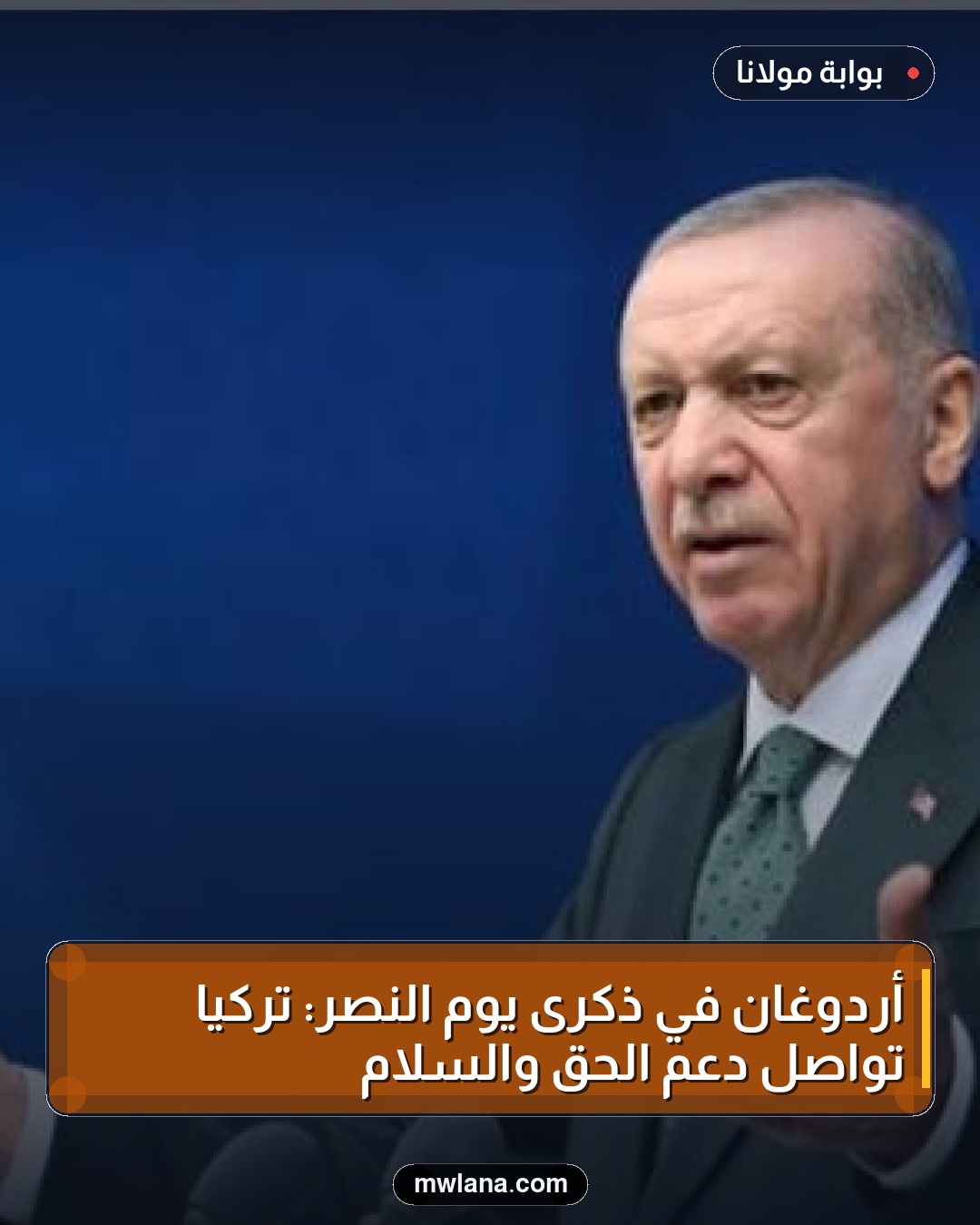 أردوغان في ذكرى يوم النصر: تركيا تواصل دعم الحق والسلام