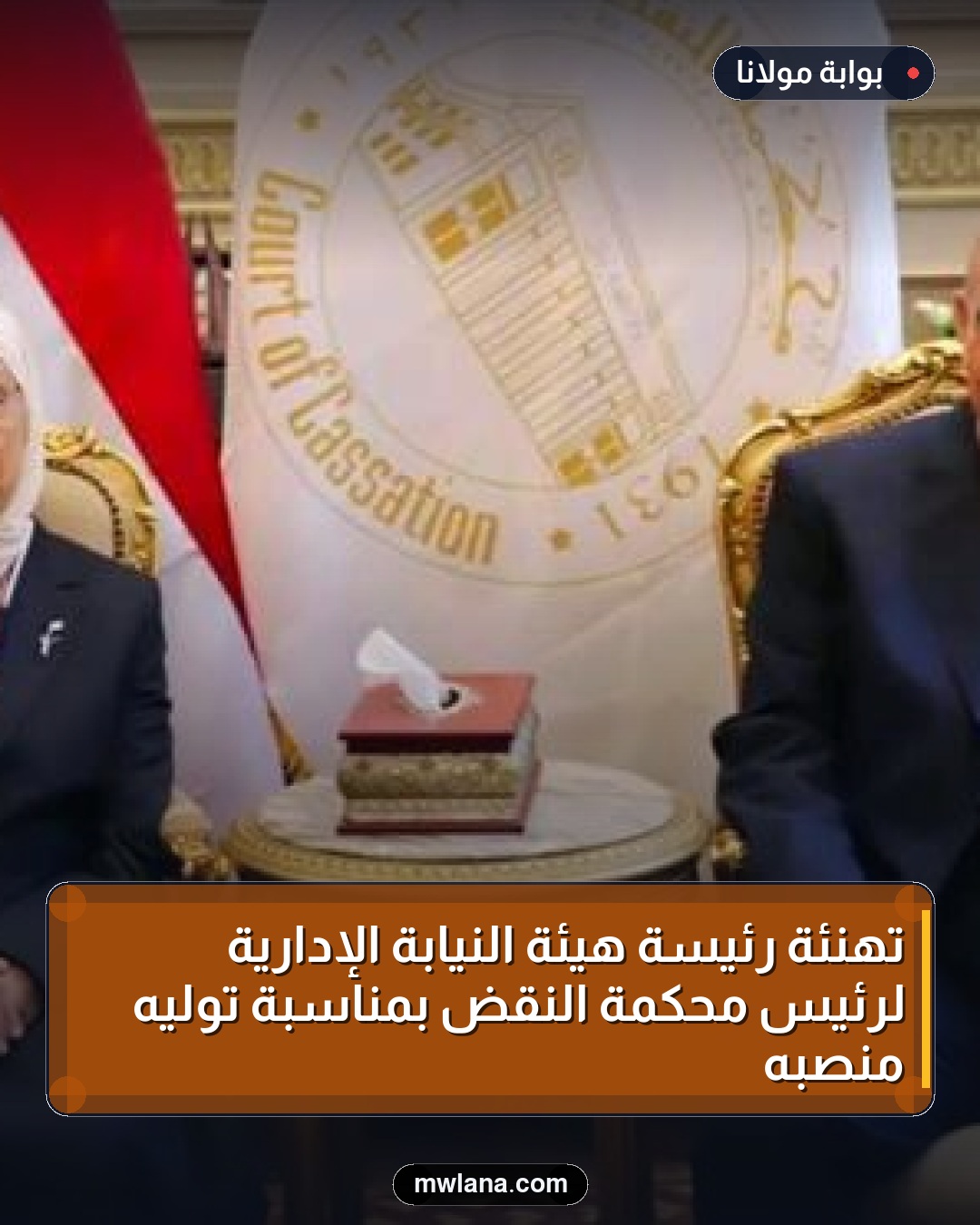 تهنئة رئيسة هيئة النيابة الإدارية لرئيس محكمة النقض بمناسبة توليه منصبه