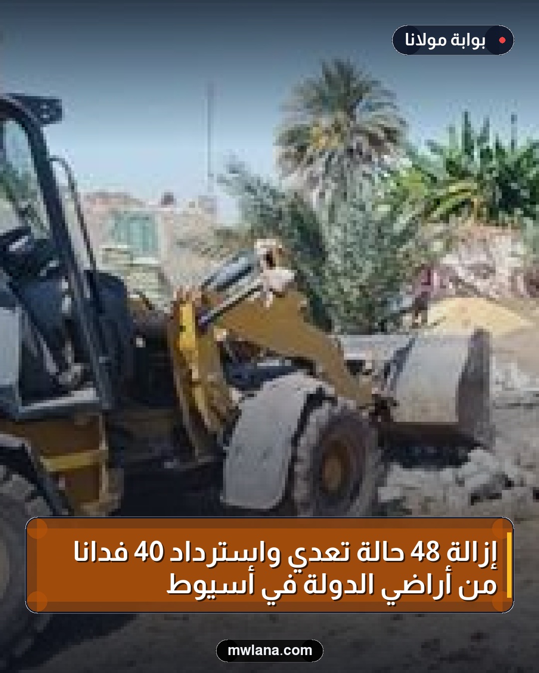 إزالة 48 حالة تعدي واسترداد 40 فدانًا من أراضي الدولة في أسيوط