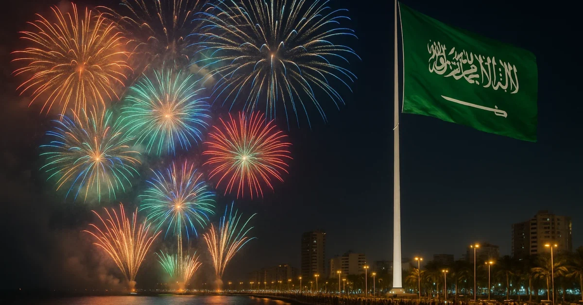 فعاليات مثيره.. موعد وموقع عروض الألعاب النارية وعروض جوية في اليوم الوطني 95 بالسعودية تحت شعار “عزنا بطبعنا”