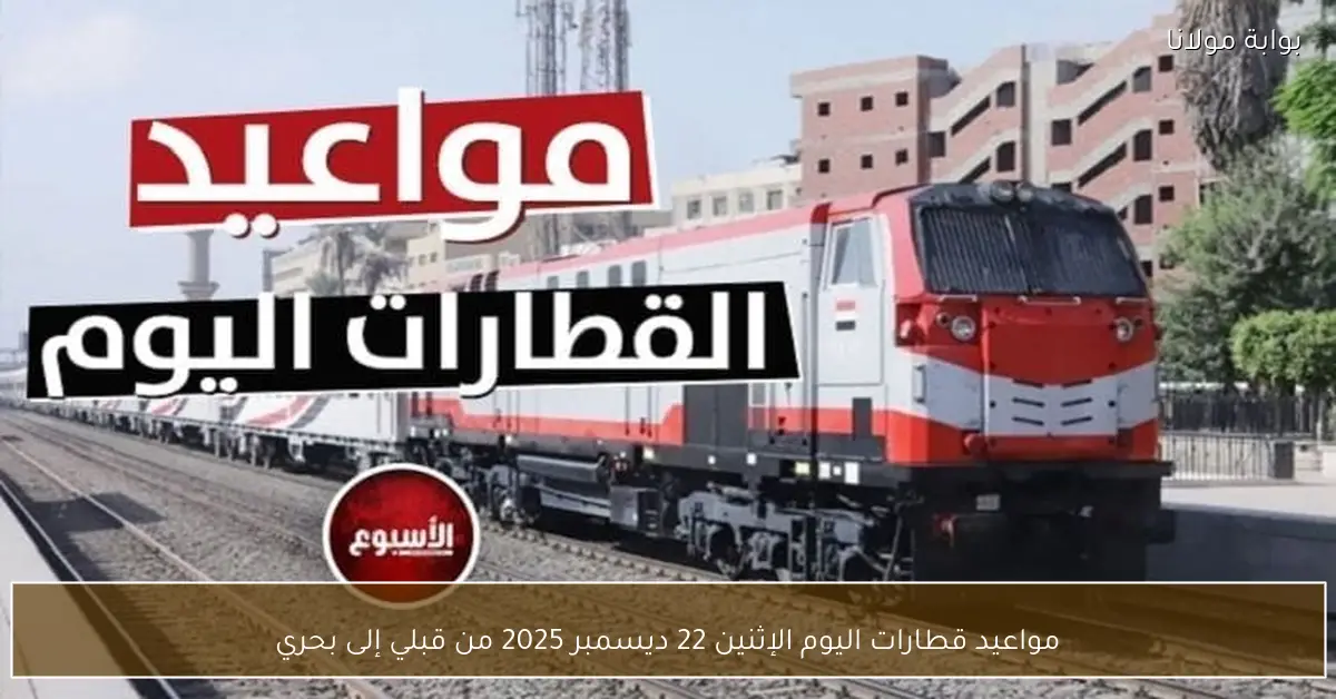 مواعيد قطارات اليوم الإثنين 22 ديسمبر 2025 من قبلي إلى بحري