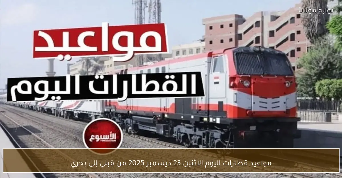 مواعيد قطارات اليوم الاثنين 23 ديسمبر 2025 من قبلي إلى بحري