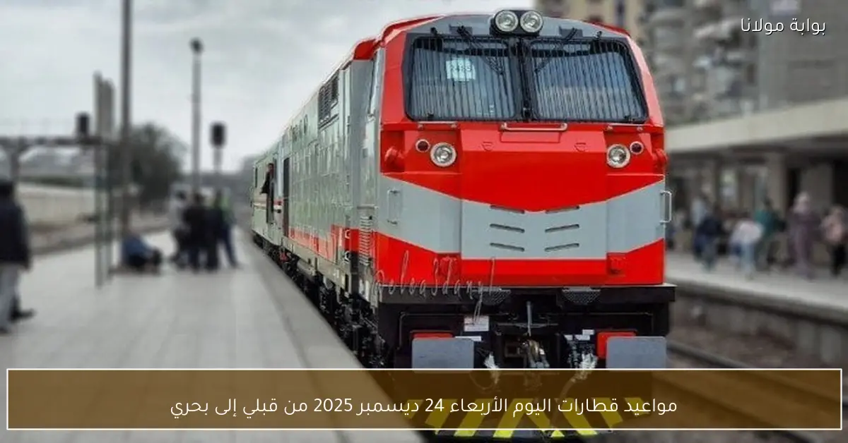 مواعيد قطارات اليوم الأربعاء 24 ديسمبر 2025 من قبلي إلى بحري