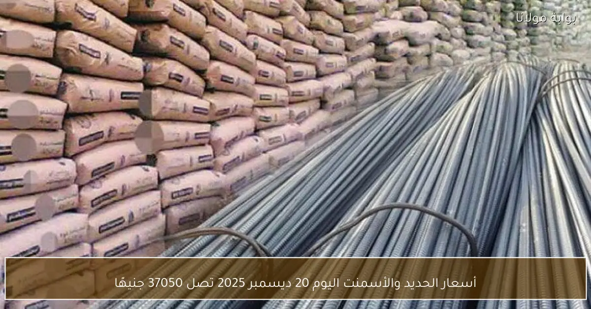 أسعار الحديد والأسمنت اليوم 20 ديسمبر 2025 تصل 37050 جنيهًا