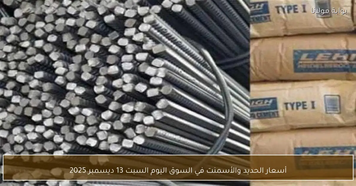أسعار الحديد والأسمنت في السوق اليوم السبت 13 ديسمبر 2025
