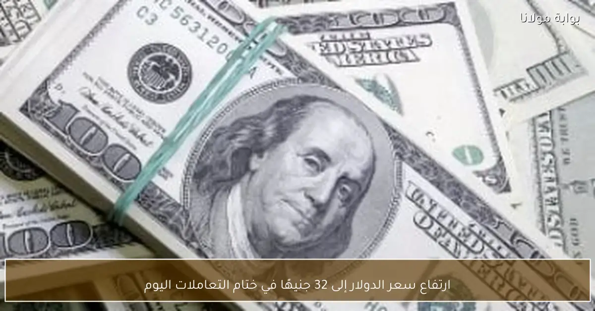 ارتفاع سعر الدولار إلى 32 جنيهًا في ختام التعاملات اليوم