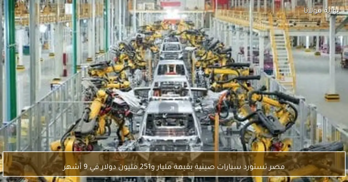 مصر تستورد سيارات صينية بقيمة مليار و251 مليون دولار في 9 أشهر