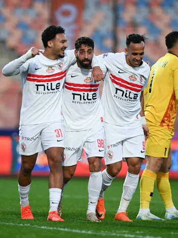 احتفال لاعبى الزمالك بهدف عدى