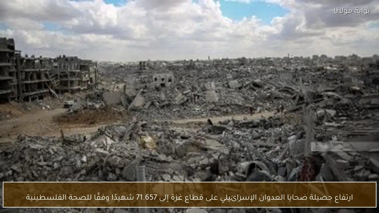 ارتفاع حصيلة ضحايا العدوان الإسرائيلي على قطاع غزة إلى 71.657 شهيدًا وفقًا للصحة الفلسطينية