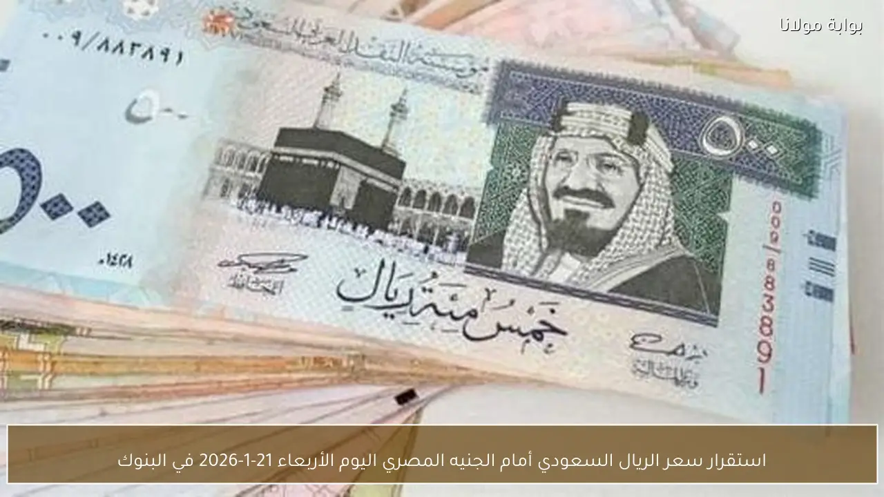 استقرار سعر الريال السعودي أمام الجنيه المصري اليوم الأربعاء 21-1-2026 في البنوك