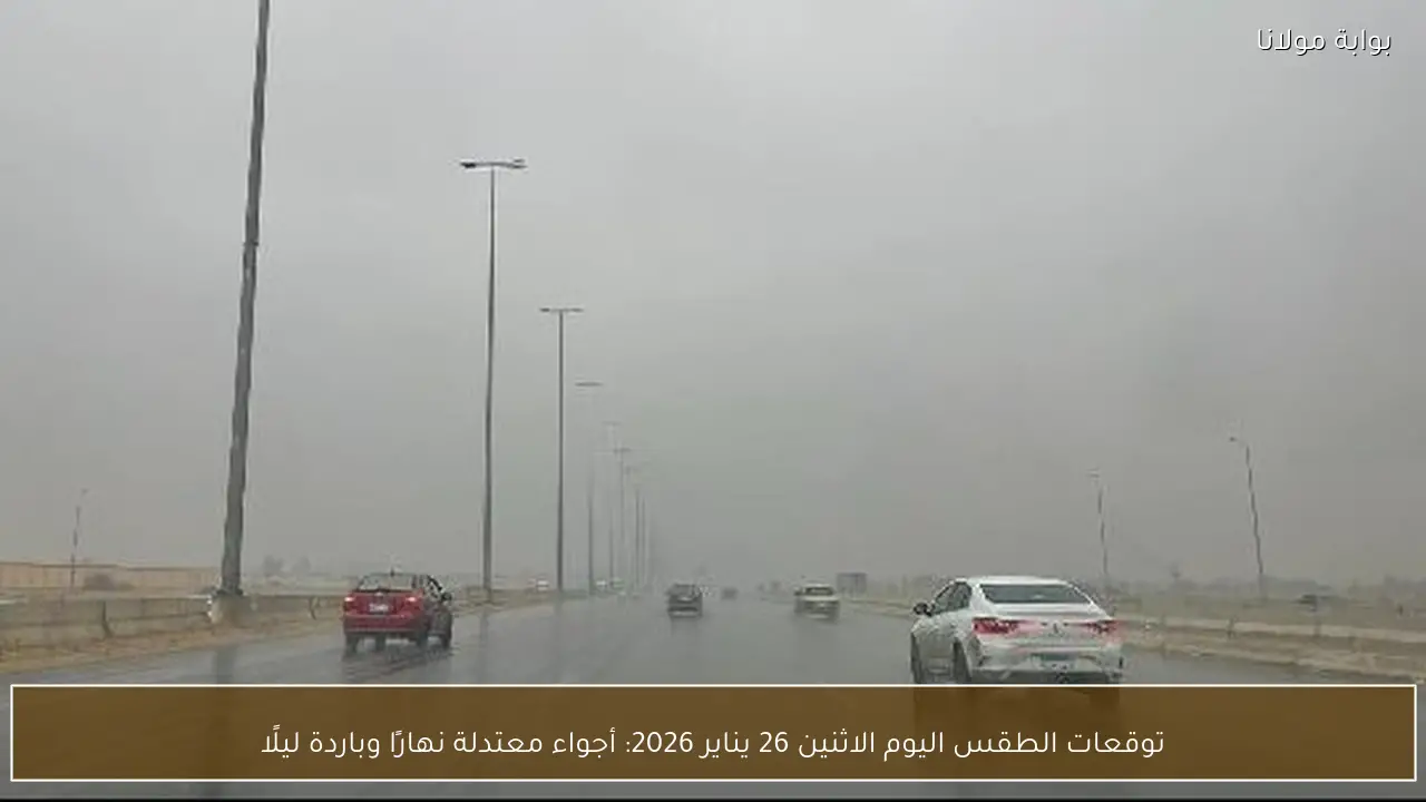 توقعات الطقس اليوم الاثنين 26 يناير 2026: أجواء معتدلة نهارًا وباردة ليلًا