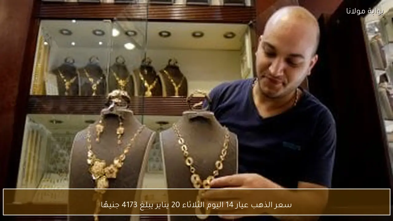 سعر الذهب عيار 14 اليوم الثلاثاء 20 يناير يبلغ 4173 جنيهًا