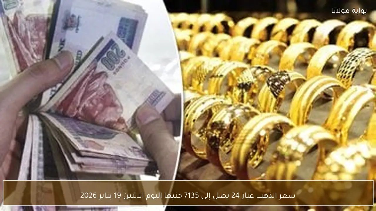 سعر الذهب عيار 24 يصل إلى 7135 جنيها اليوم الاثنين 19 يناير 2026