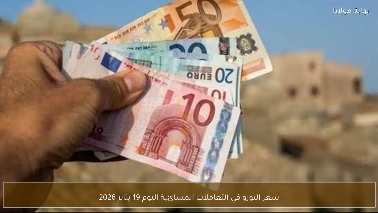 سعر اليورو في التعاملات المسائية اليوم 19 يناير 2026