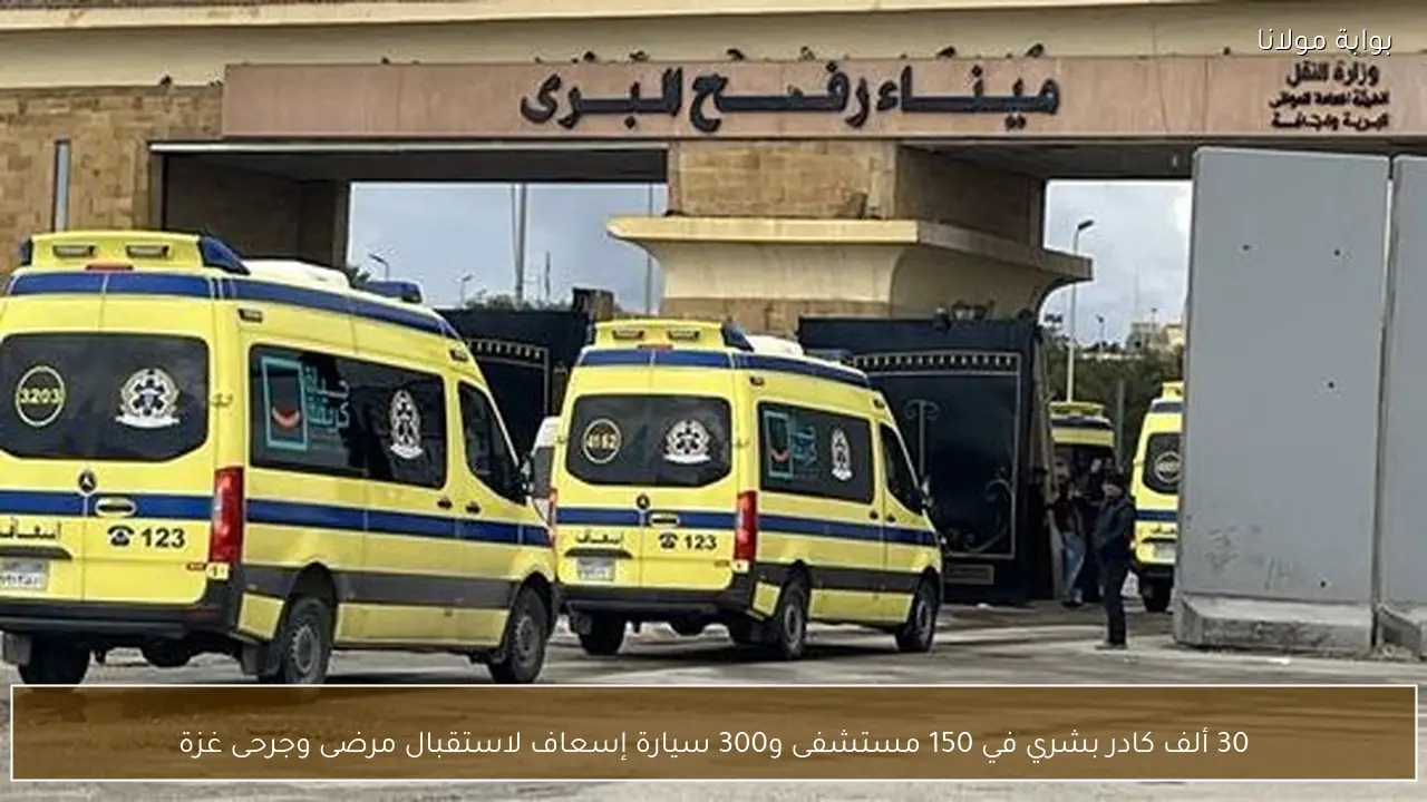 30 ألف كادر بشري في 150 مستشفى و300 سيارة إسعاف لاستقبال مرضى وجرحى غزة