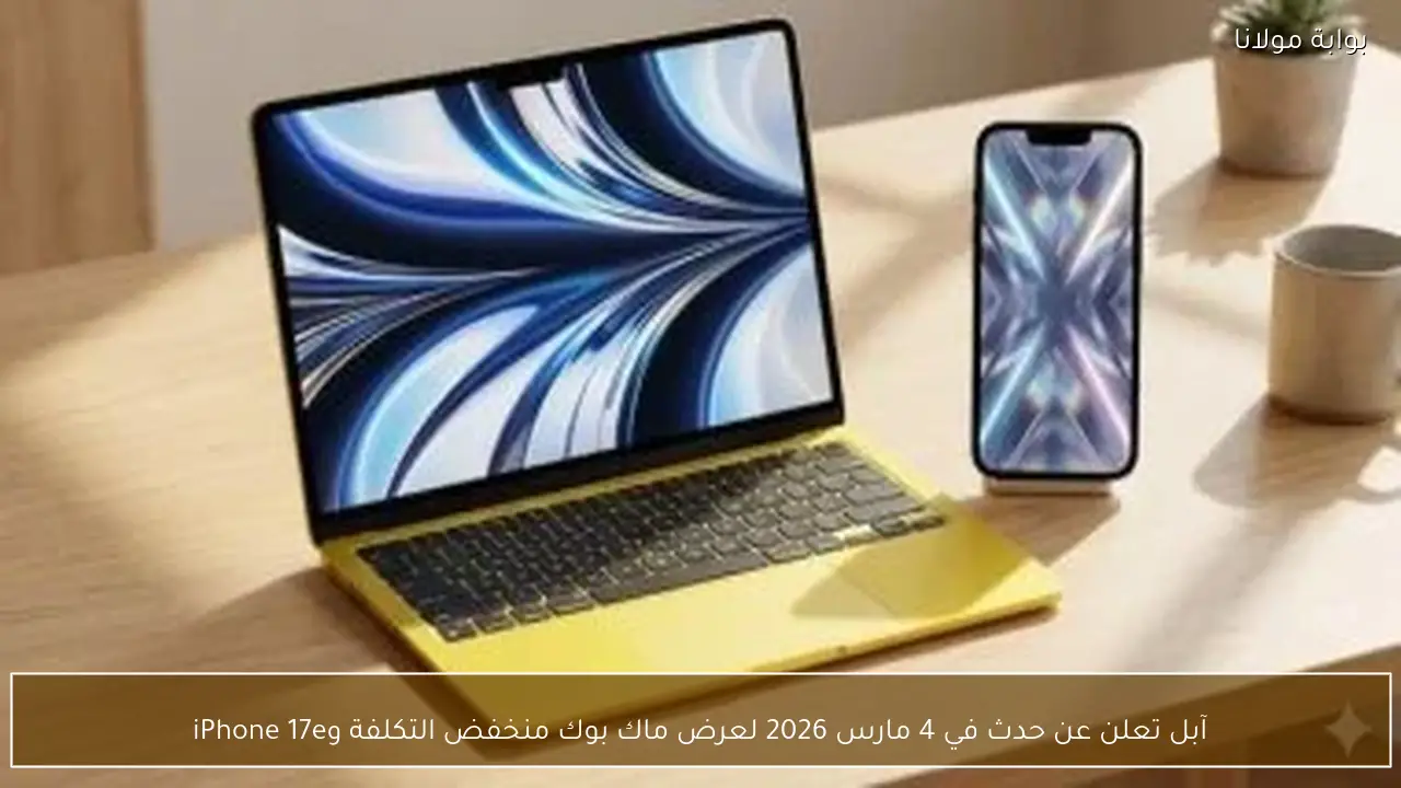 آبل تعلن عن حدث في 4 مارس 2026 لعرض ماك بوك منخفض التكلفة وiPhone 17e