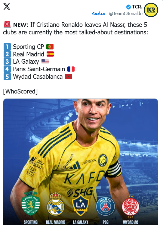 كريستيانو رونالدو مطلوب في 5 أندية