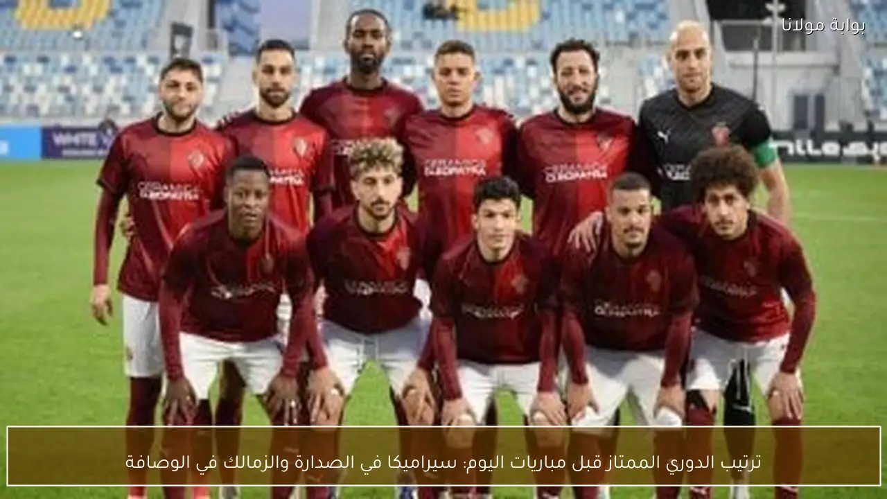 ترتيب الدوري الممتاز قبل مباريات اليوم: سيراميكا في الصدارة والزمالك في الوصافة