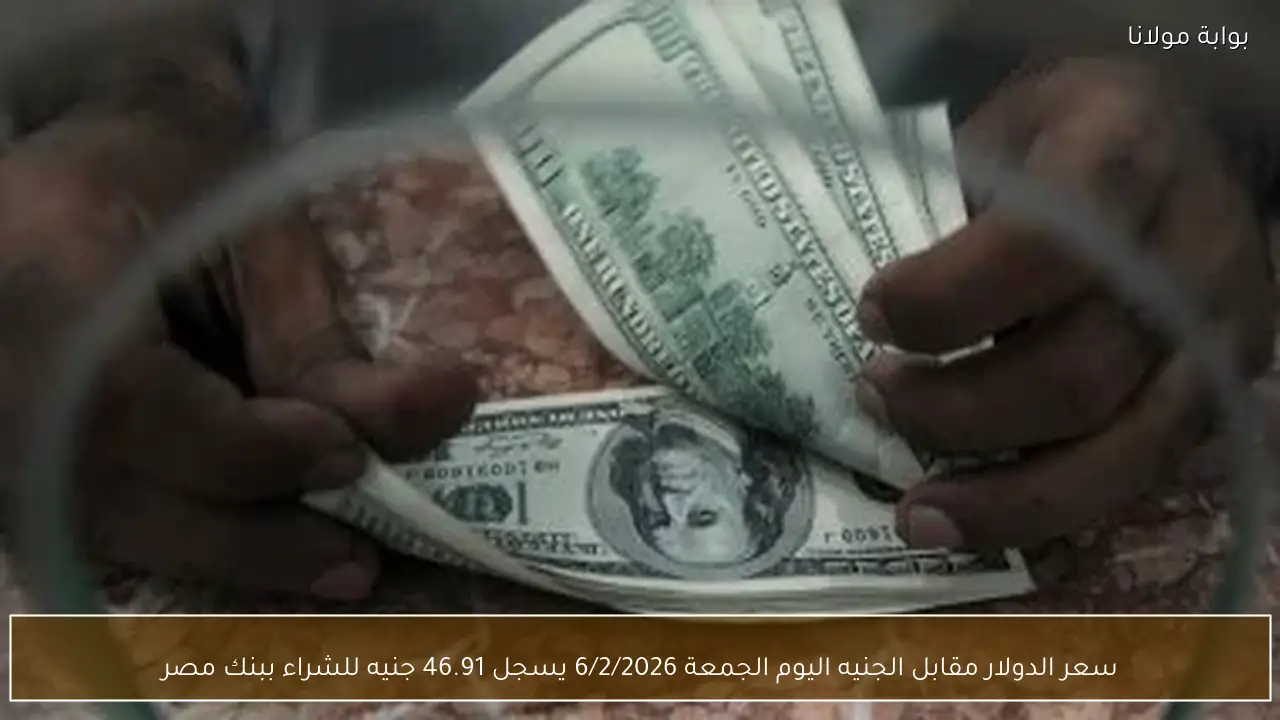 سعر الدولار مقابل الجنيه اليوم الجمعة 6/2/2026 يسجل 46.91 جنيه للشراء ببنك مصر