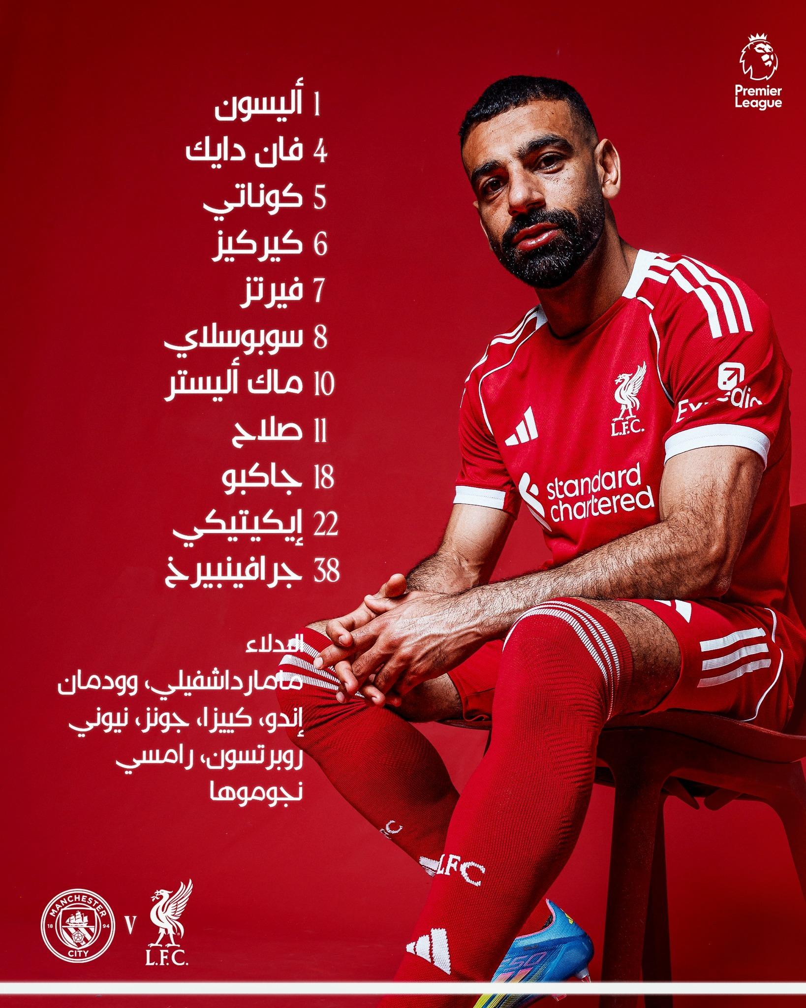 ليفربول ضد مان سيتي.. تشكيل الريدز