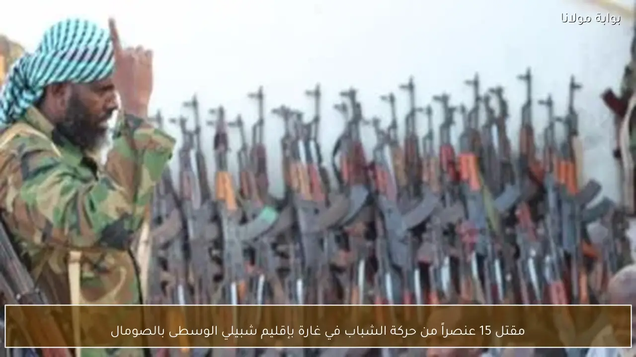 مقتل 15 عنصراً من حركة الشباب في غارة بإقليم شبيلي الوسطى بالصومال