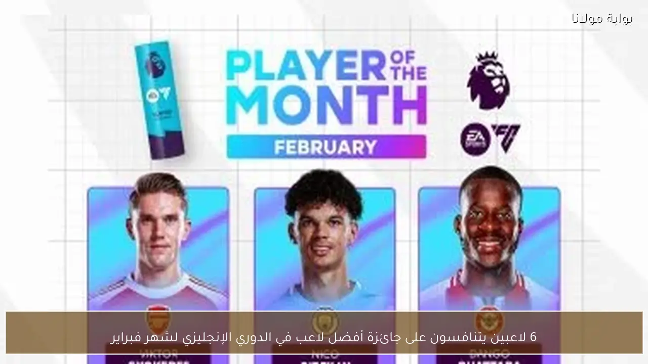 6 لاعبين يتنافسون على جائزة أفضل لاعب في الدوري الإنجليزي لشهر فبراير